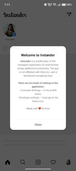 Screenshot of Instander Clone interface